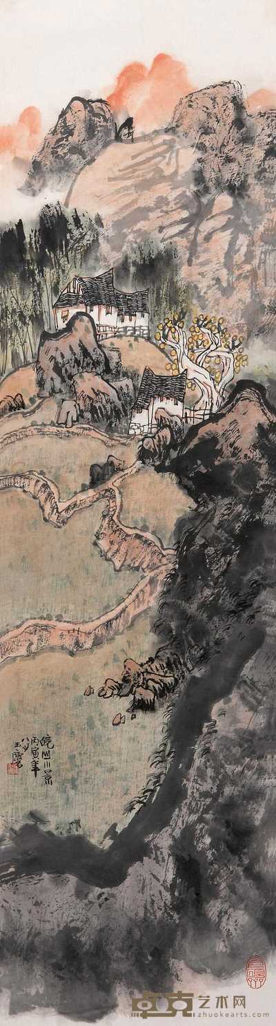 宋玉麟 1986年作 皖山小景 立轴 90×24cm